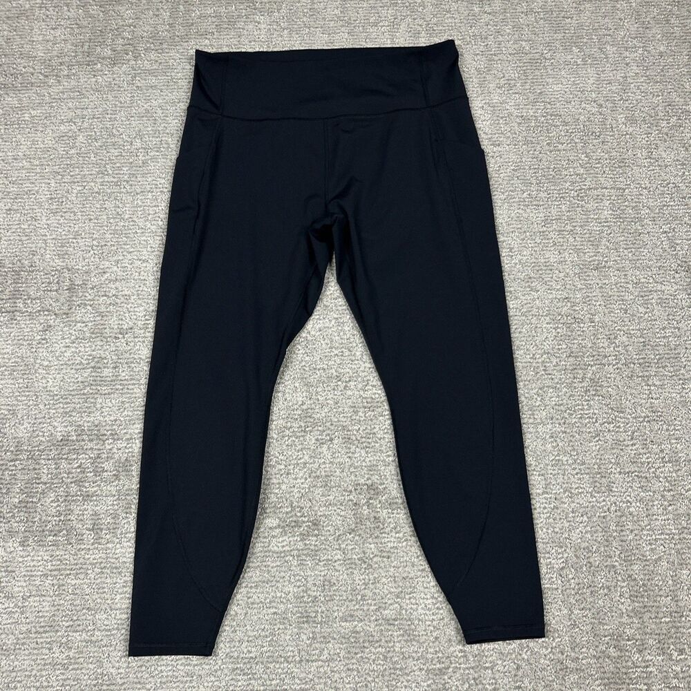 Greyson Leggings Womens XL Side Pockets Nylon Stretch Black Athletic Running